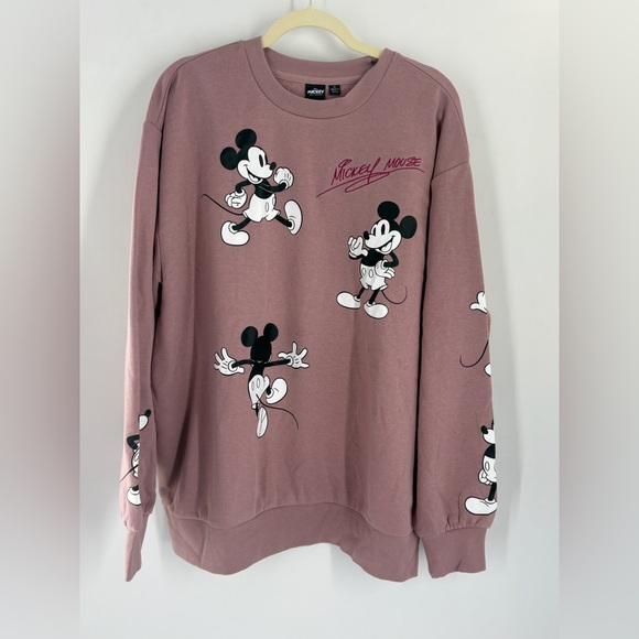 Disney Sweaters - Mickey Mouse Disney Cartoons All Over Print Sweatshirt Pink SZ XL